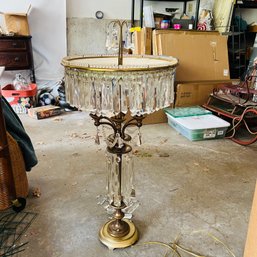 Vintage Hollywood Regency Candelabra Lamp With Beaded Accents (Garage)
