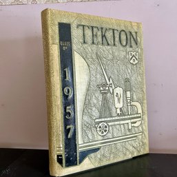 Very Cool! Embossed Leather Bound WENTWORTH INSTITUTE 1957 Yearbook 'TEKTON' (b1)