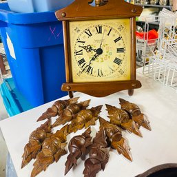 Vintage Wood Connecticut Clock & 10 Top Pieces (BSMT)