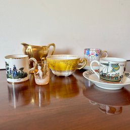 Vintage Demitasse Cups & Saucers, Gold PICKARD Creamer & Teapot, Etc (DR)