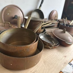 Huge Lot Of Vintage Copper Pots & Pans (IS)