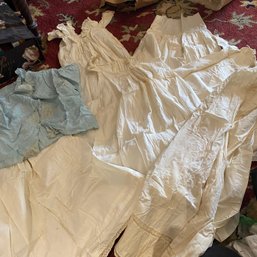 Lot Of Vintage Christening Gowns & 1 Child's Silk(?) Shirt (Bsmt)