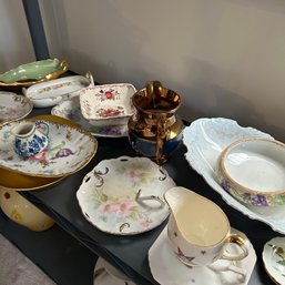 Large Mixed Lot Of Vintage Decorative Gold Leaf Serving Platters And More (UP)