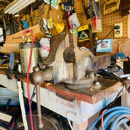 HUGE Metal Workbench Vise - Will Need To Be Detached (Barn2)