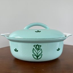 Vintage DRU Made In Holland Cast Iron Enameled Casserole With Lid (Porch)
