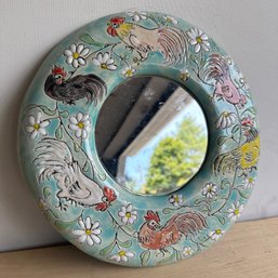 Ceramic Painted Chicken Wall Mirror (IS)