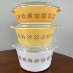 Trio Of Vintage PYREX Town & Country Casserole Dishes With Lids (Porch)