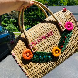 Martinique Woven Bag With Floral Design (Barn3)