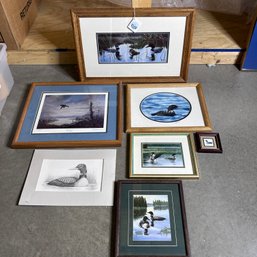 LAKE HOUSE DECOR! Large Lot Of Artist Signed And Framed LOON Art! (bsmt)