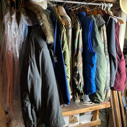 Vintage Outwear, Including Some Military Winter Jackets (basement Stairs)
