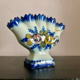 Beautiful Vintage 5 Finger Tulip Vase, Handpainted In Portugal (B1)