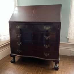 Vintage Claw Foot Secretary Desk With Curved Front Drawers (office)