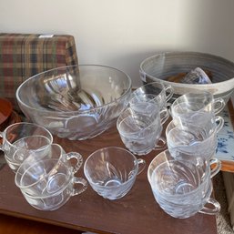 Vintage Punch Bowl And Assorted Cups (Mud Room)