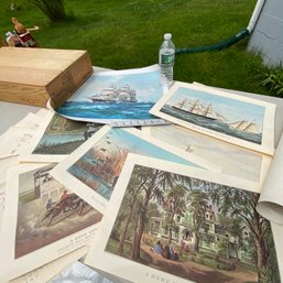 Vintage Lot Of Calendar Prints From The Travelers With Horses, Sailboats & More (BSMT Entry)