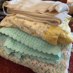 4 Vintage Baby Blankets Incl. 2 Pretty Crocheted Ones (Bsmt)