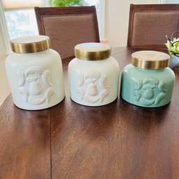 Set Of Three Nantucket Home Ceramic Canisters (Dining Room)