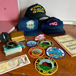 YORK, MAINE Patches, Vintage Baseball Hats From York Beach, NH Dept Of Safety, KOREA WAR Vet, Plus More! (B1)