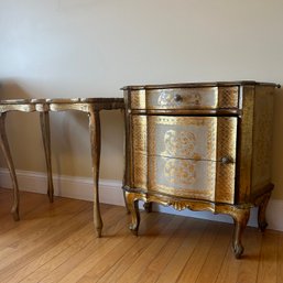 Vintage Italian Serpentine Chest & Side Table (Front Room)