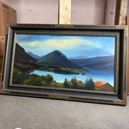 Vintage Framed Lake & Mountains Wall Art - Large (bsmt)