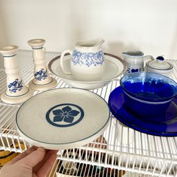 Misc White And Cobalt Blue Kitchen Lot (DR)