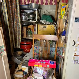 Basement Picker's Lot With Kitchen Goods, Metal Cart Chair And Some Mystery Finds!