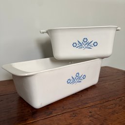 Vintage Corning Ware Cornflower Blue Loaf Pan & 1 1/2 Qt Casserole (KH)