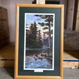 Stunning Large Framed 'Encore Of Song II' Loon Wall Art By KELLEY Artist Signed (basement)
