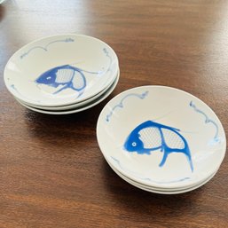 Set Of 6 Vintage Raoping Handpainted Bowls With Fish (dining Room)