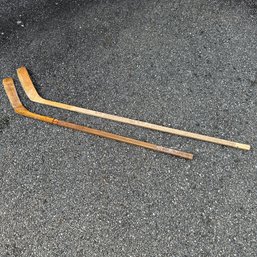 Pair Of Vintage Wooden Hockey Sticks (Garage)