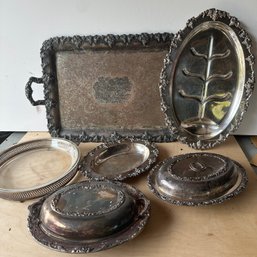 Vintage Silverplate Serving Trays & Covered Dishes (IS)