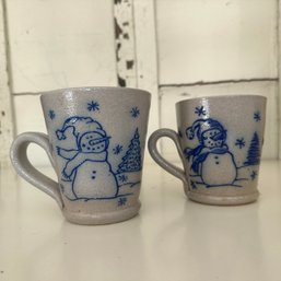 Pair Of Salmon Falls Stoneware Snowman Mugs (KB)