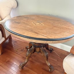 Antique 1960s Italian Walnut Veneer Table, With Inlay - See Notes (LR)