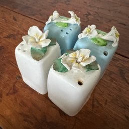 Two Pairs Of Beautiful Made In England Floral Salt And Pepper Shakers - See Description (KH)