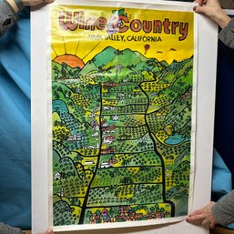 Vintage Wine Country Napa Valley Vineyard Map Poster By Nut Tree, 1979 (Basement)