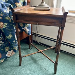 Vintage Wooden Side Table With BACKGAMMON Board And Pull Out Shelf (BR2)
