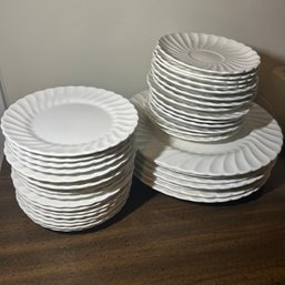 White Porcelain Side Plates, Dessert Plates, And Saucers (BSMT)