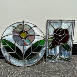 Pair Of Stained Glass Flowers (Garage)