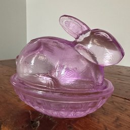 Adorable Purple Glass Bunny Dish (KH)