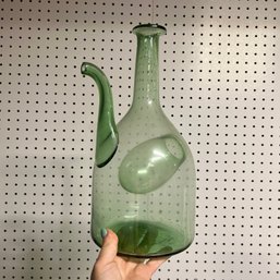 Charming Green Vintage Glass Decanter (BSMT)