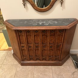 Gorgeous DREXEL Storage Console With Stenciled Tile Top (Entry)