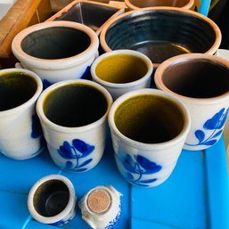Lot Of Blue Floral Salmon Falls Stoneware Pottery (Pod)