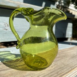 Vintage Green Glass Pitcher (OA)