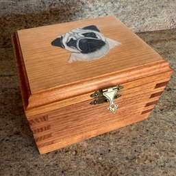 Adorable Wooden Box With Painted Pug (Kitchen)