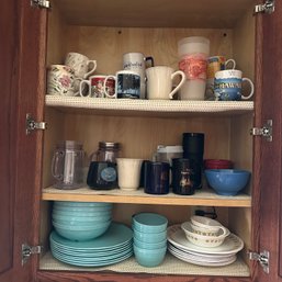 Kitchen Cabinet Lot Incl. Corelle Butterfly Gold, Melamine Tommy Bahama Dishes, & More (Kitchen)