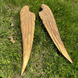 Pair Of Vintage Wooden Wall Decor Wings