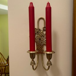 Heavy Brass Tone Wall Mount Candle Holder (Entry)