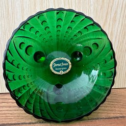 Vintage Forest Green Anchorglass Footed Bowl (OA)