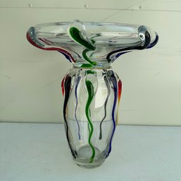 Funky Clear And Colored Decorative Glass Pedestal Dish