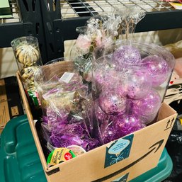 Sparkly Purple Ornaments, Beads And Faux Roses (Basement)