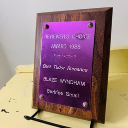 Reviewers Choice Award Plaque 1988 - Best Tudor Romance - Blaze Wyndham